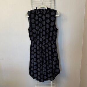 H&M Black Sleeveless Mini Dress with Gray Medallion Print